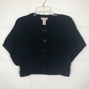 Glimmer Y2K Vintage Button Down Cropped Black Cardigan Juniors Size Large